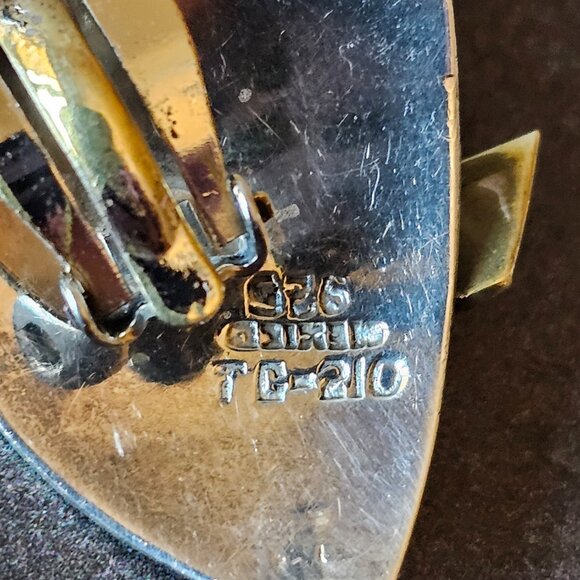 Vintage Sterling silver and brass handmade clip on earrings, Mexico 925 - Picture 4 of 6